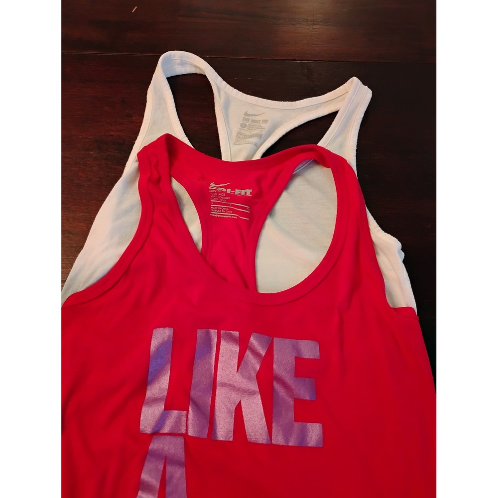 Nike Dri-FIT Tank Top Bundle Womens Small Like A Boss & Ombre Grey 2 Pack